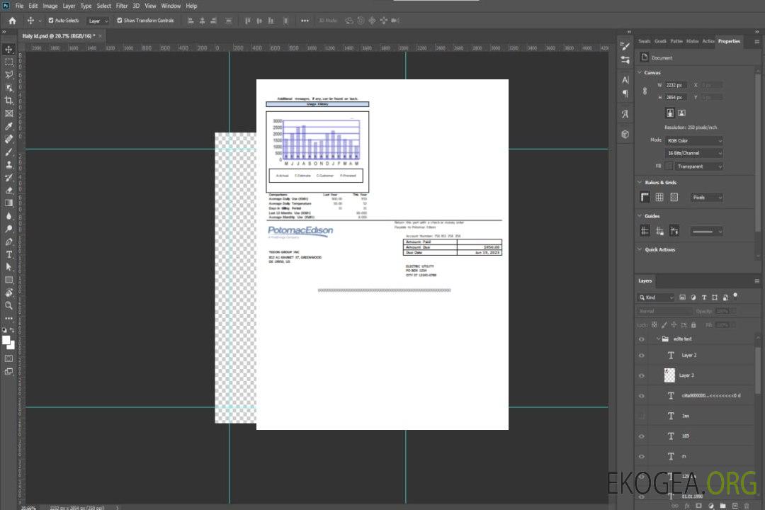 Facture commerciale de service public de Potomac Edison, page 2, SCR template